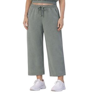 Yogalicious Sage Green Lounge Athleisure Pants Wide Leg Slightly Cropped Size XL